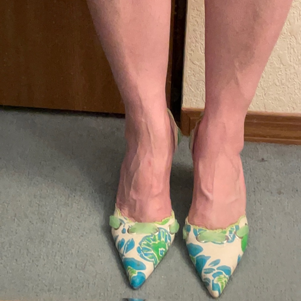 Annabelle Teal, Cream & Green Floral Dress Shoe
